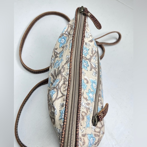 Myra Bag Floral Boho 100% Cotton Leather Trim Small Crossbody Bag - Picture 12 of 13